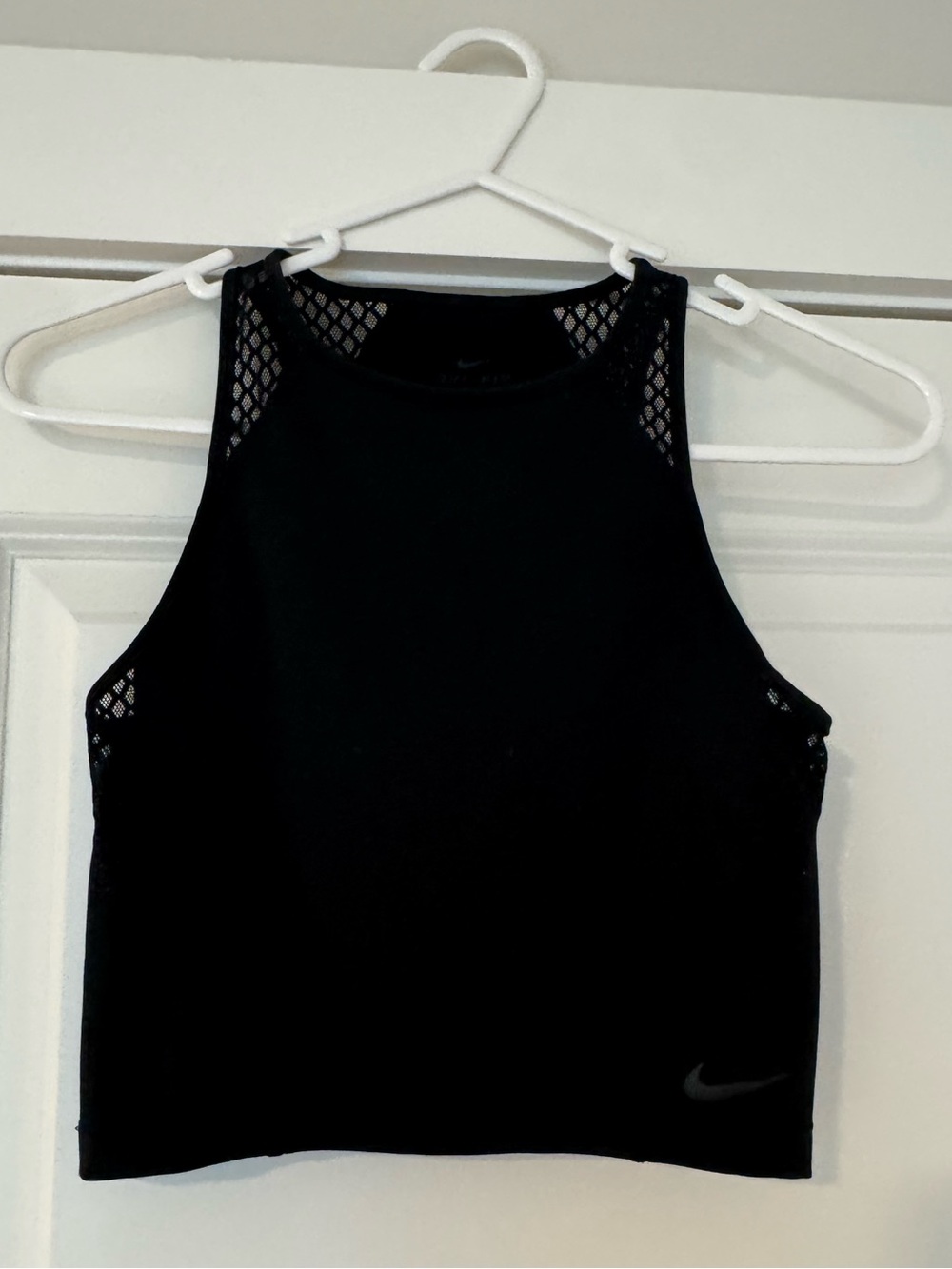 Nike Black Dri-FIT Performance Crop Tank with Mesh Insets